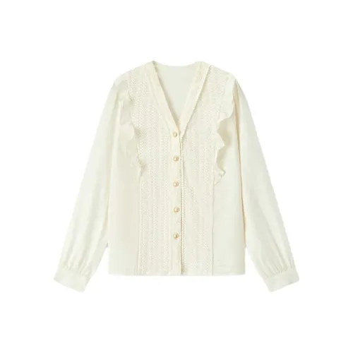 EICHITOO Экрю Женские Рубашки