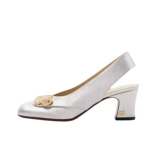 Valentino Adamantine Грубый каблук Высокие каблуки 6 см Женские Серебристый