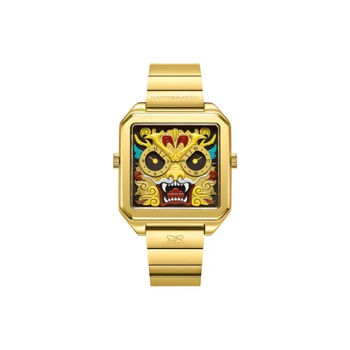 HappieWatch Золотой дракон Удача Позиционирование стиля China Apotheosis Кварцевый механизм Стальной ремешок Часы Мужские часы Золотой циферблат
