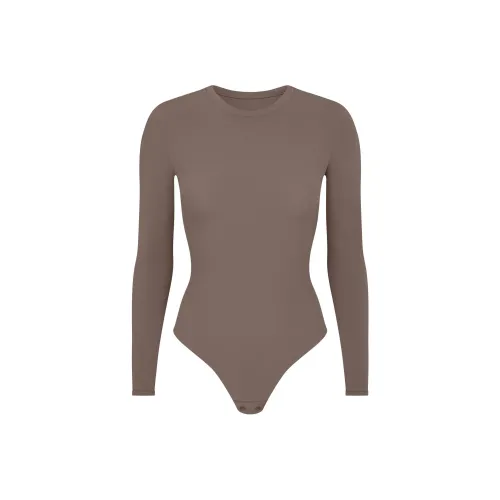 SKIMS FITS EVERYBODY Длинный рукав Круглый вырез Комбинезон BODYSUIT Женский Аметистовый цвет Аметистовый цвет