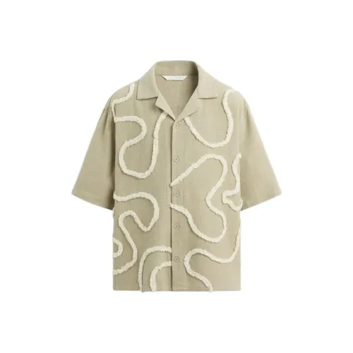 ZARA Рубашка Мужская Серый Коричневый Желтый