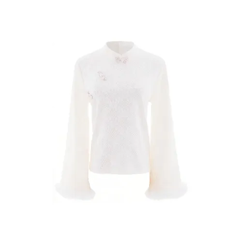 Blovelan Рубашка Женская Абрикосовая Белая