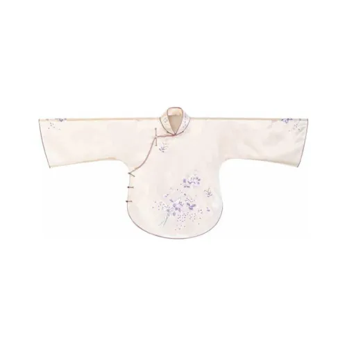 YICHENGFENGXU Женская рубашка бежево-фиолетовая вышитая OVERSIZED рукав топ