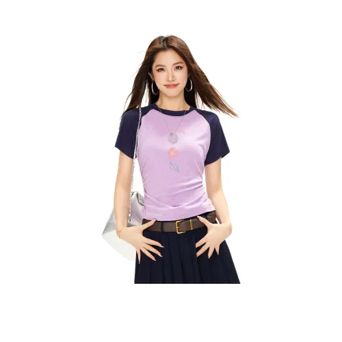 CHOCOOLATE Реглан рукав T-рубашка Женская PPX Темно-синий Синий Фиолетовый