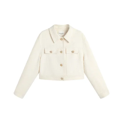 Famanxuan Куртки и Пальто Женские Элегантные Бежевый Белый