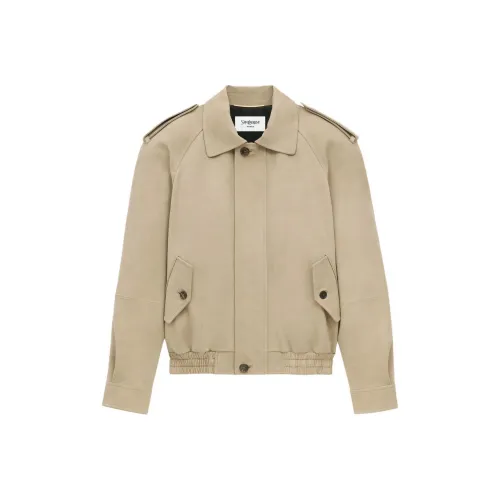 SAINT LAURENT SS25 Куртки и Пальто Женские Светло-Серый