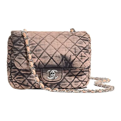 CHANEL Деним Металл Одно плечо Ручная сумка Сумка через плечо Женская Розовая Черная