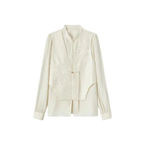 EICHITOO Экрю Женские Рубашки