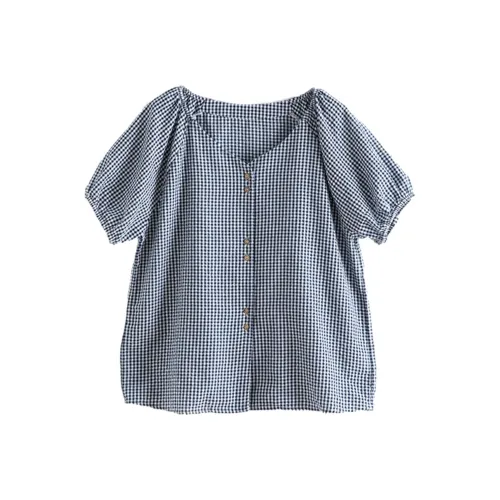ZIMO Синяя клетка Женские Рубашки
