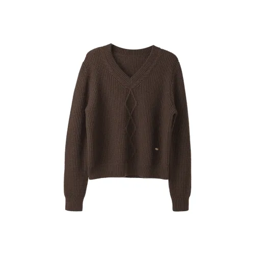 Fstudio Непринужденный стиль V-образный вырез Коммутирование Универсальный Длинный рукав Трикотаж Женский