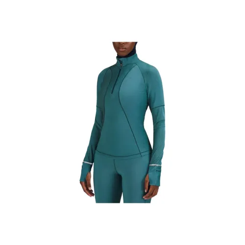 lululemon Двухтонная Ткань в Рубчик для Беговых Занятий Полузастежка Куртки и Пальто Женские Холодный Синий