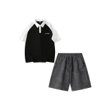 Чёрный Белый Топ + Чёрный Низ