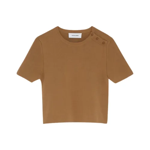 Yves Salomon T-Shirt Женская Коричневая