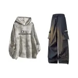 Хаки с капюшоном + темно-синие карго-штаны