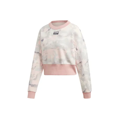 Adidas Originals Clover Series Outfit Свитшот Женские Розовый Белый Дымчатый Серый Светлый Серый Пустыня Розовый