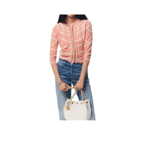 CHANEL 25P Кашемир Свитер Женский Розовый Белый