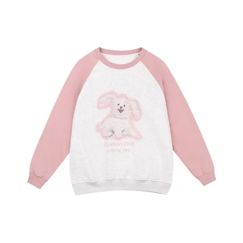 Geyini Длинный рукав Толстовка Женская Розовая