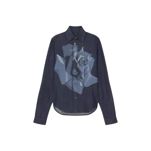 KENZO SS24 Рубашка Женская Выстиранный Синий
