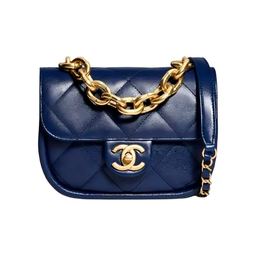 CHANEL Lambskin Сумка через плечо Мини Женская Синяя