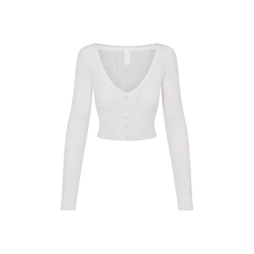 SKIMS FW24 Fake Day Collection Свитер POINTELLE Укороченный Кардиган Трикотаж Женский Мраморный Мраморный Цвет