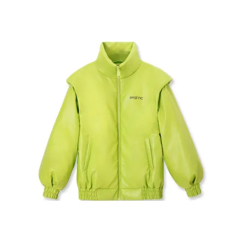 ERAL Однотонный Воротник-стойка Свободный крой Пуховик Женский Неоново-зеленый