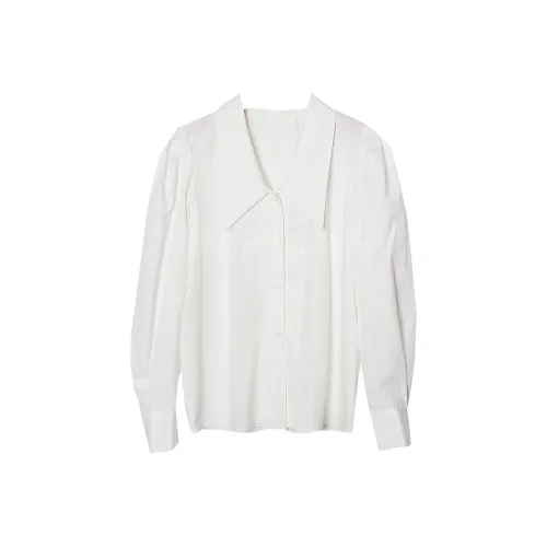 ABBY GODDESS Длинный рукав отложной воротник рукав буф белая рубашка женские