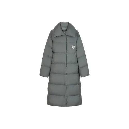 INEED I.T Однотонный Отложной воротник Свободный крой LONG DOWN JACKET Женские