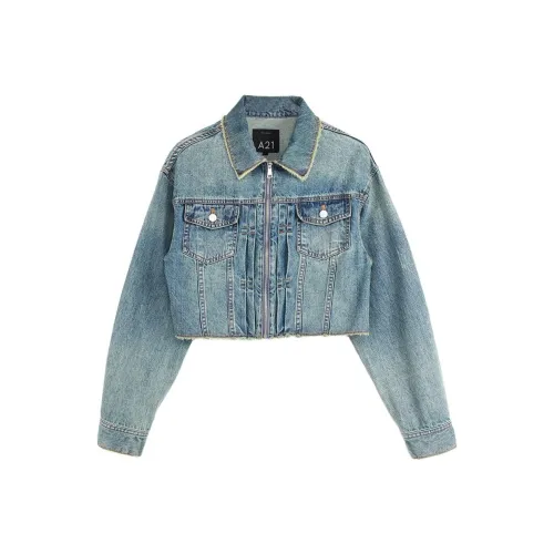 A21 Куртки Пальто Женские Светло-Средне-Синий