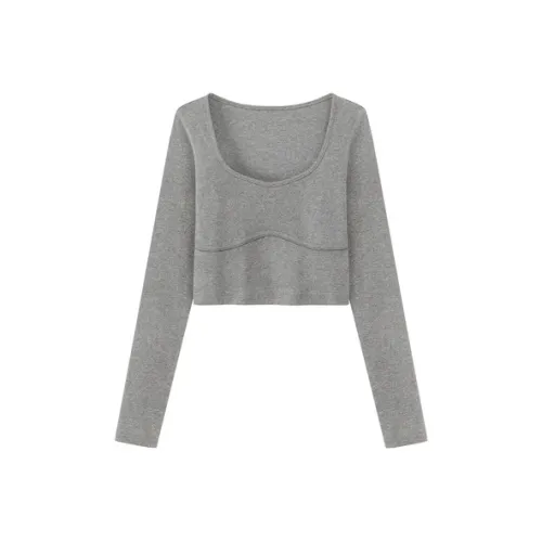 CHUU T-Shirt Женская Темный Фотиния Серый