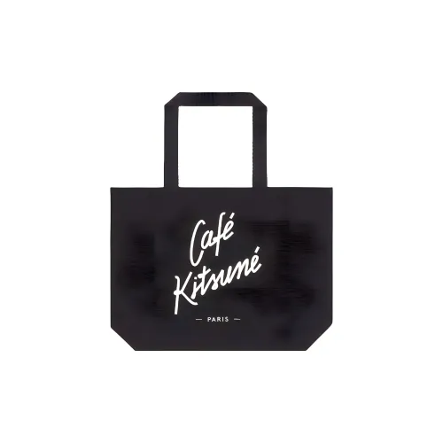 Maison Kitsune Хлопок Тоут Сумка Сумка для покупок Сумка Унисекс Черная