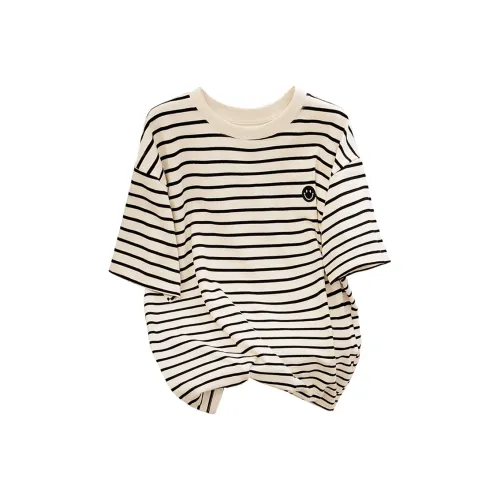 Cypress House T-Shirt Женская Бежевая с Черными Полосами