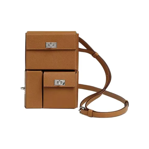 HERMES Kelly Epsom Телячья кожа Сумка через плечо Женская 37 Золотисто-коричневый