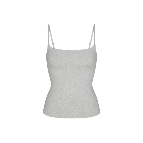 SKIMS Хлопок Джерси CAMI Топ на бретелях Женский Меланжевый Серый Светло-Серый