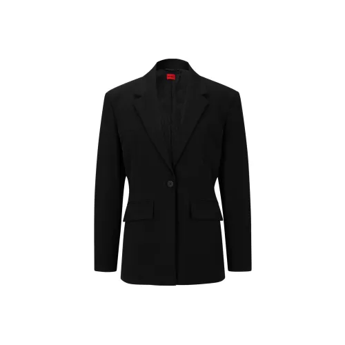 Hugo Boss Регулярный крой Куртка с одной пуговицей для закрытия Куртки и Пальто Женские Черный