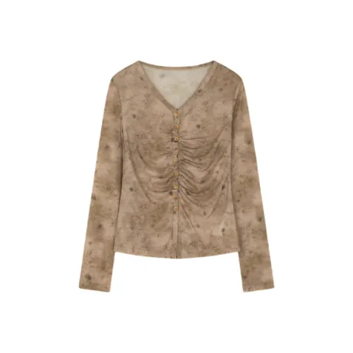 Mo Han Yi Mei, олень, кожа, коричневый, женские рубашки