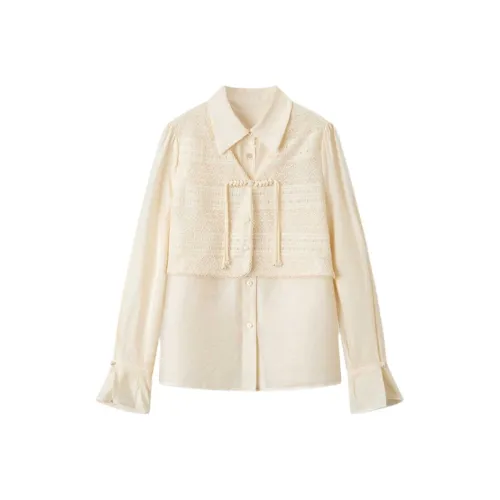EICHITOO Экрю 14 Женские Рубашки