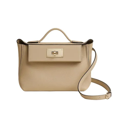 HERMES 24 24 Evercolor Swift Телячья кожа Одно плечо Сумка Женская Бежево-желтая