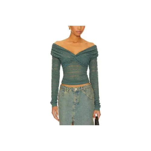 FREE PEOPLE Рубашка Женская Зеленая