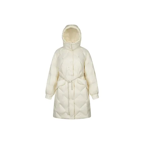 ERAL Однотонный С капюшоном Воротник-стойка Облегающий MID Длина Пуховик Женские