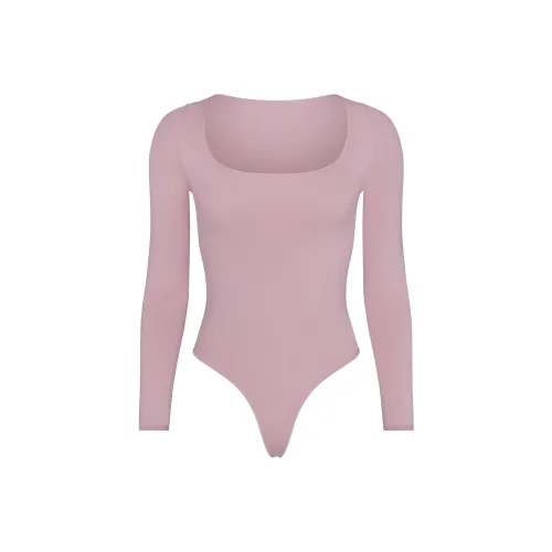 SKIMS FW24 ESSENTIAL Длинный рукав Scoop вырез Комбинезон для женщин DUSK Nightfall Цвет