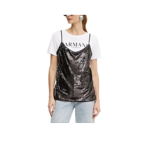 ARMANI EXCHANGEAE Рукав с оборванным плечом T-рубашка Женская Белая