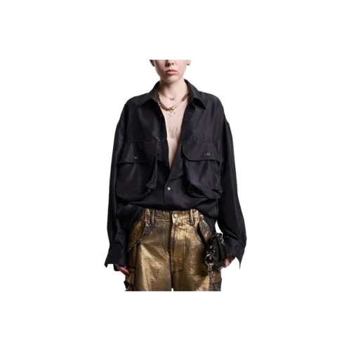 R13 SS24 Рубашка Женская Темно-Черная