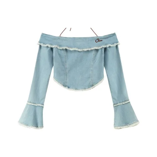 CHUU Шифон Рубашка Женская Светлый Деним