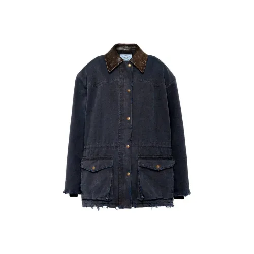 PRADA SS24 Куртки и Пальто Женские Морской Синий