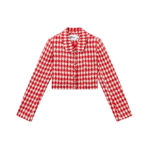 Self Портрет Куртка Женская Красно-розовая Клетка