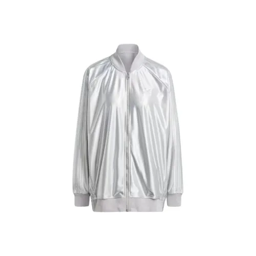 Adidas Originals Premilim Originals OVERSIZED SST TRACK Топ Куртки Пальто Женские Серебристый