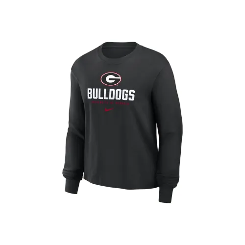 nike GeorgiaCollege Рукав с оборванным плечом T-рубашка Женская Черная