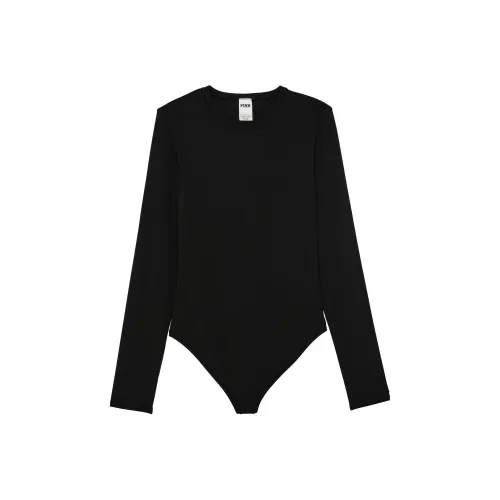 Victoria's Secret Розовый Основа Эластичный Длинный рукав Комбинезон Чисто черный Комбинезон Женские Чисто черный