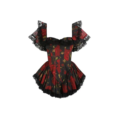 Selkie Коллекция SS25 Рубашка Женская Красная Розовая с принтом Under Night