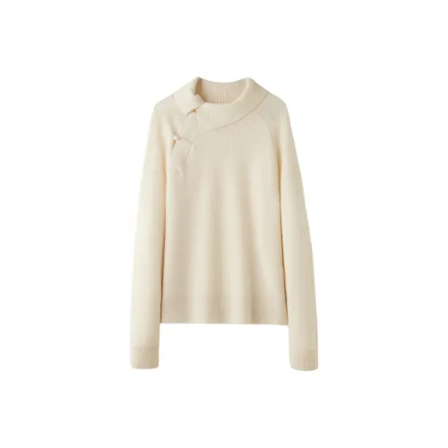 SNOWFORTE Кашемир Свитер Женский Сырой Белый Флис